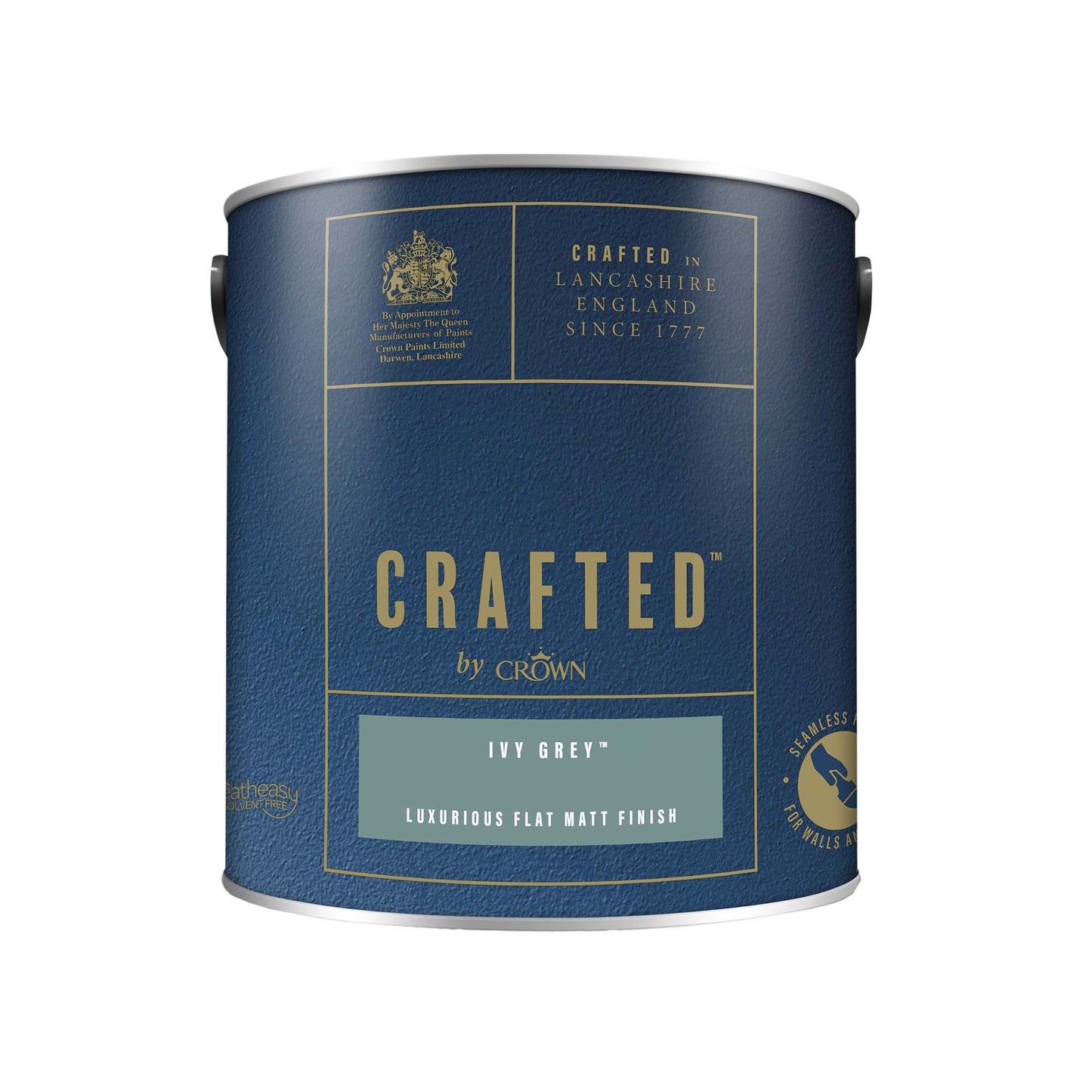 Crown Crafted Luxurious Flat Matt Finish Paint - Ivy Grey - 2.5 Litre