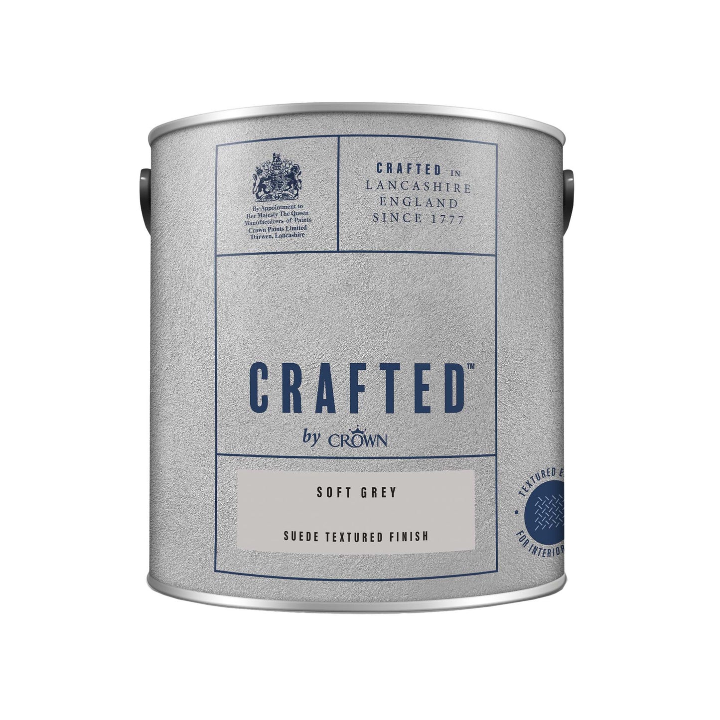 Crown Crafted Suede Textured Finish Paint - Soft Grey - 2.5 Litre