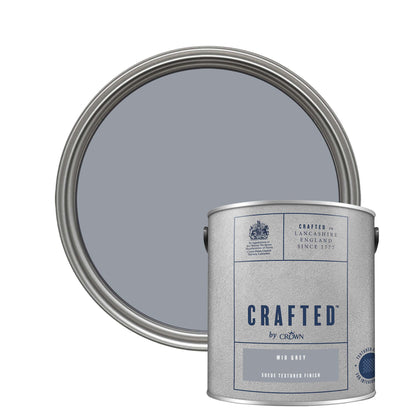 Crown Crafted Suede Textured Finish Paint - Mid Grey - 2.5 Litre