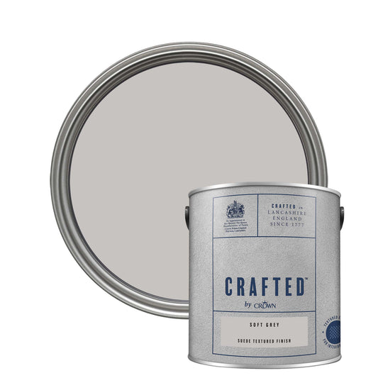 Crown Crafted Suede Textured Finish Paint - Soft Grey - 2.5 Litre