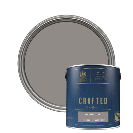 Crown Crafted Luxurious Flat Matt Finish Paint - Quarried Stone - 2.5 Litre