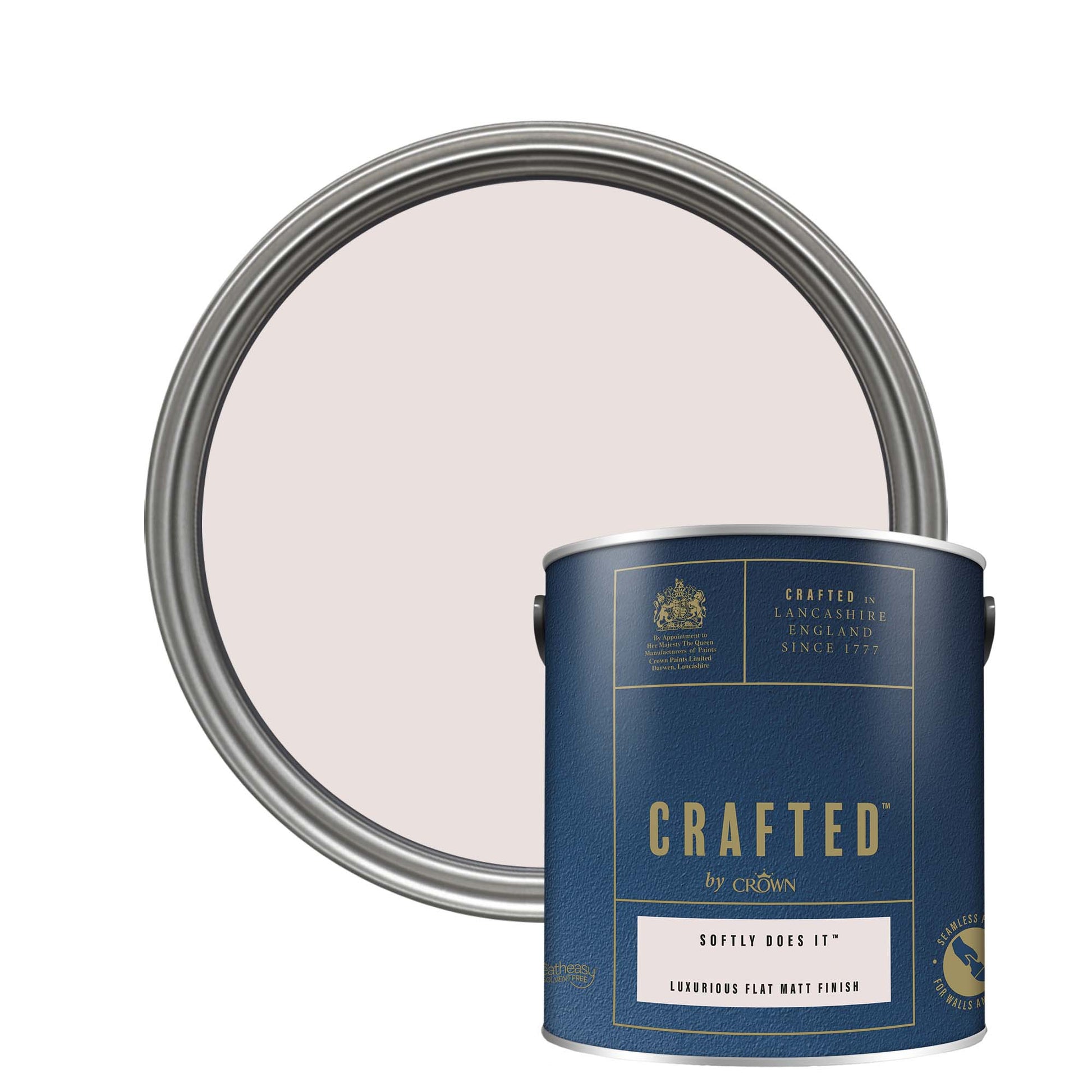 Crown Crafted Luxurious Flat Matt Finish Paint - Softly Does It - 2.5 Litre