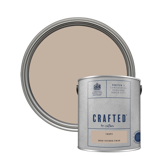 Crown Crafted Suede Textured Finish Paint - Taupe - 2.5 Litre