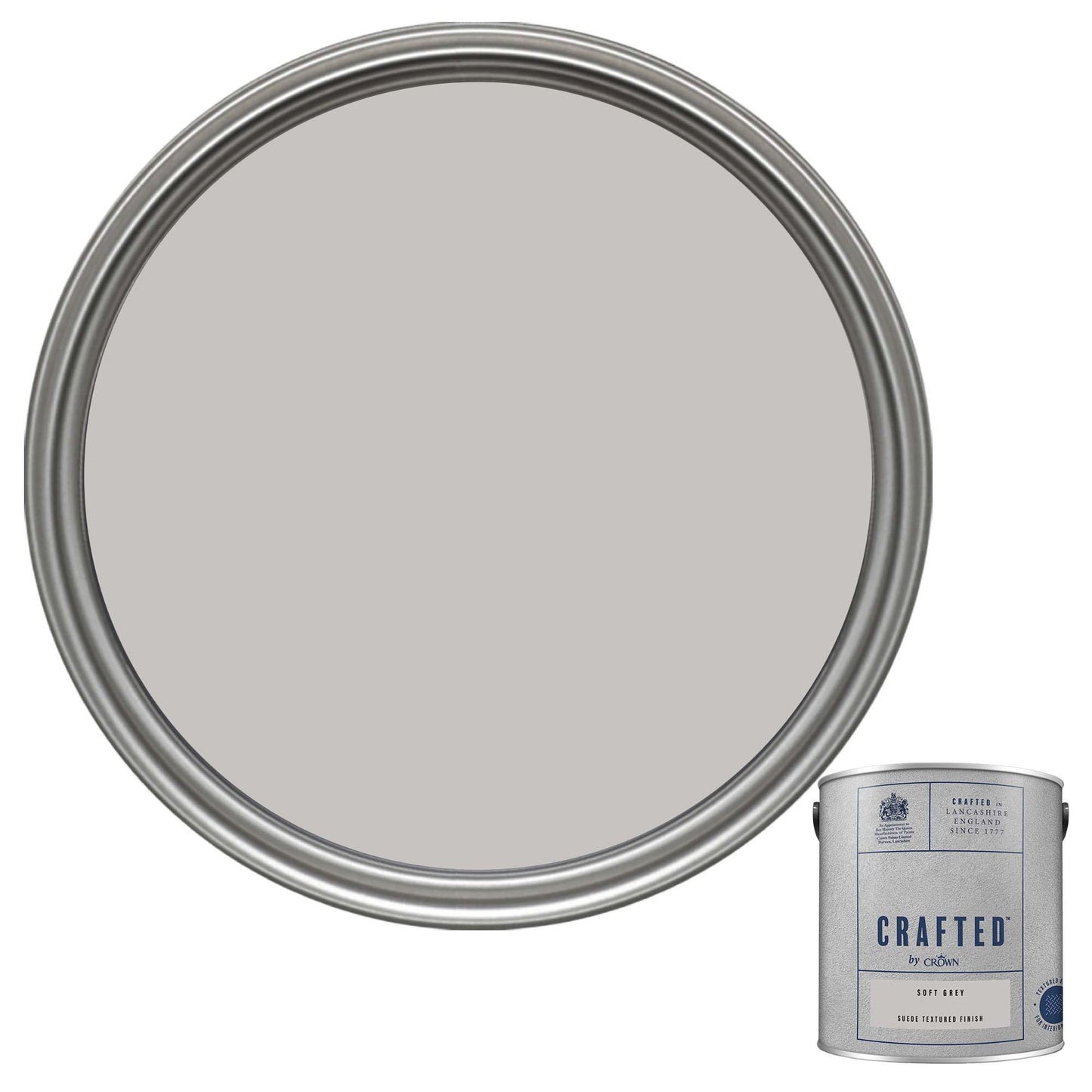 Crown Crafted Suede Textured Finish Paint - Soft Grey - 2.5 Litre