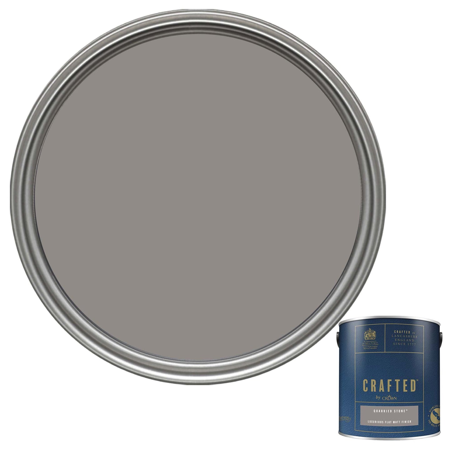 Crown Crafted Luxurious Flat Matt Finish Paint - Quarried Stone - 2.5 Litre