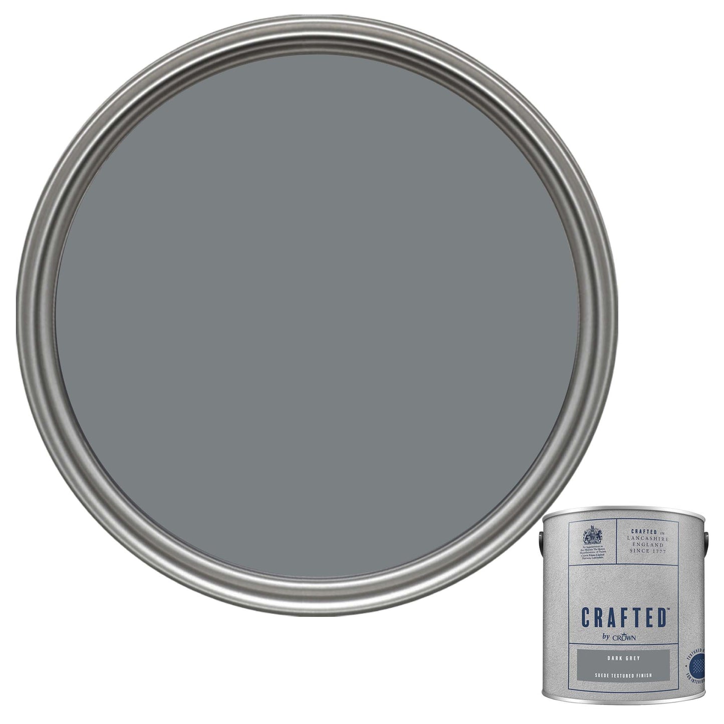 Crown Crafted Suede Textured Finish Paint - Dark Grey - 2.5 Litre