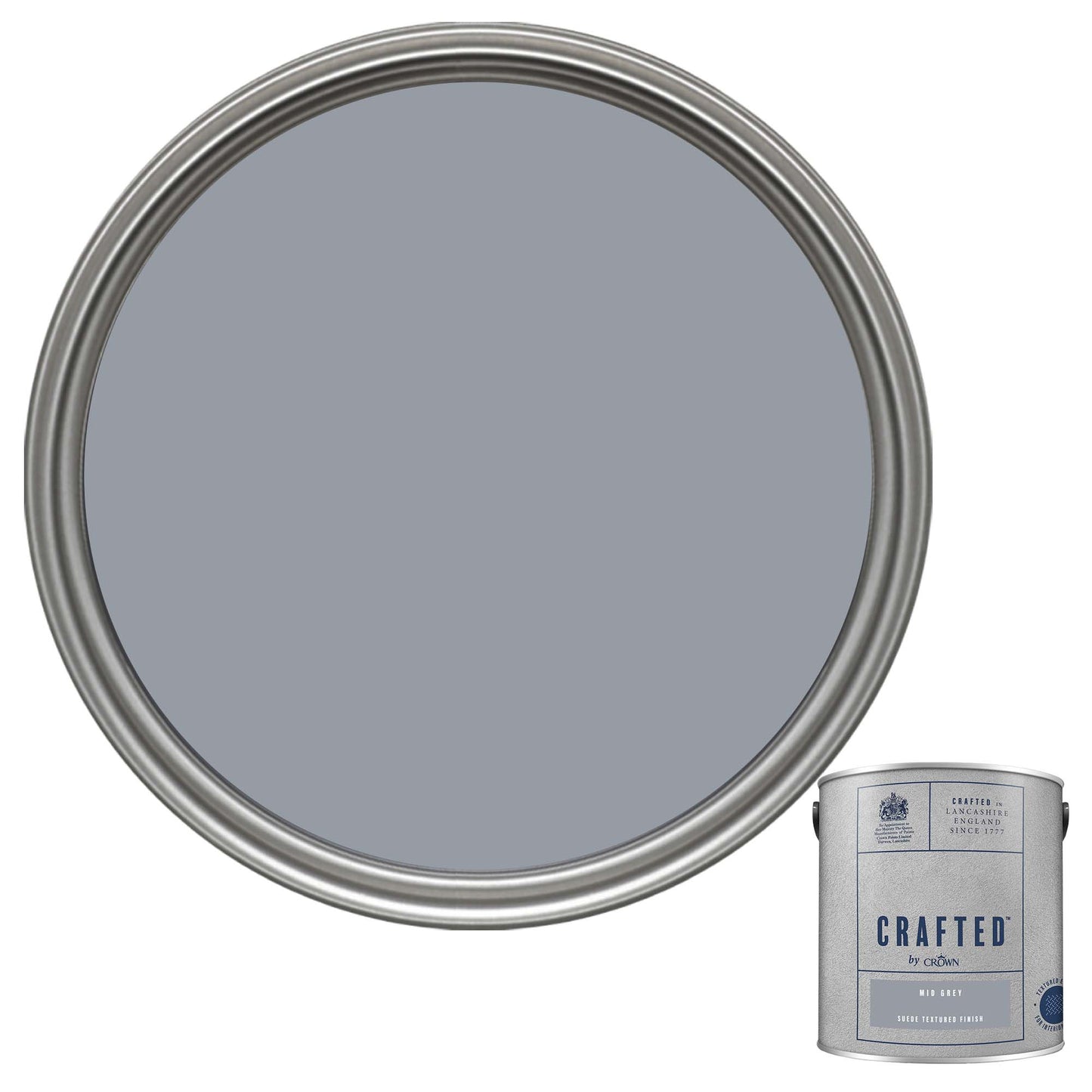 Crown Crafted Suede Textured Finish Paint - Mid Grey - 2.5 Litre