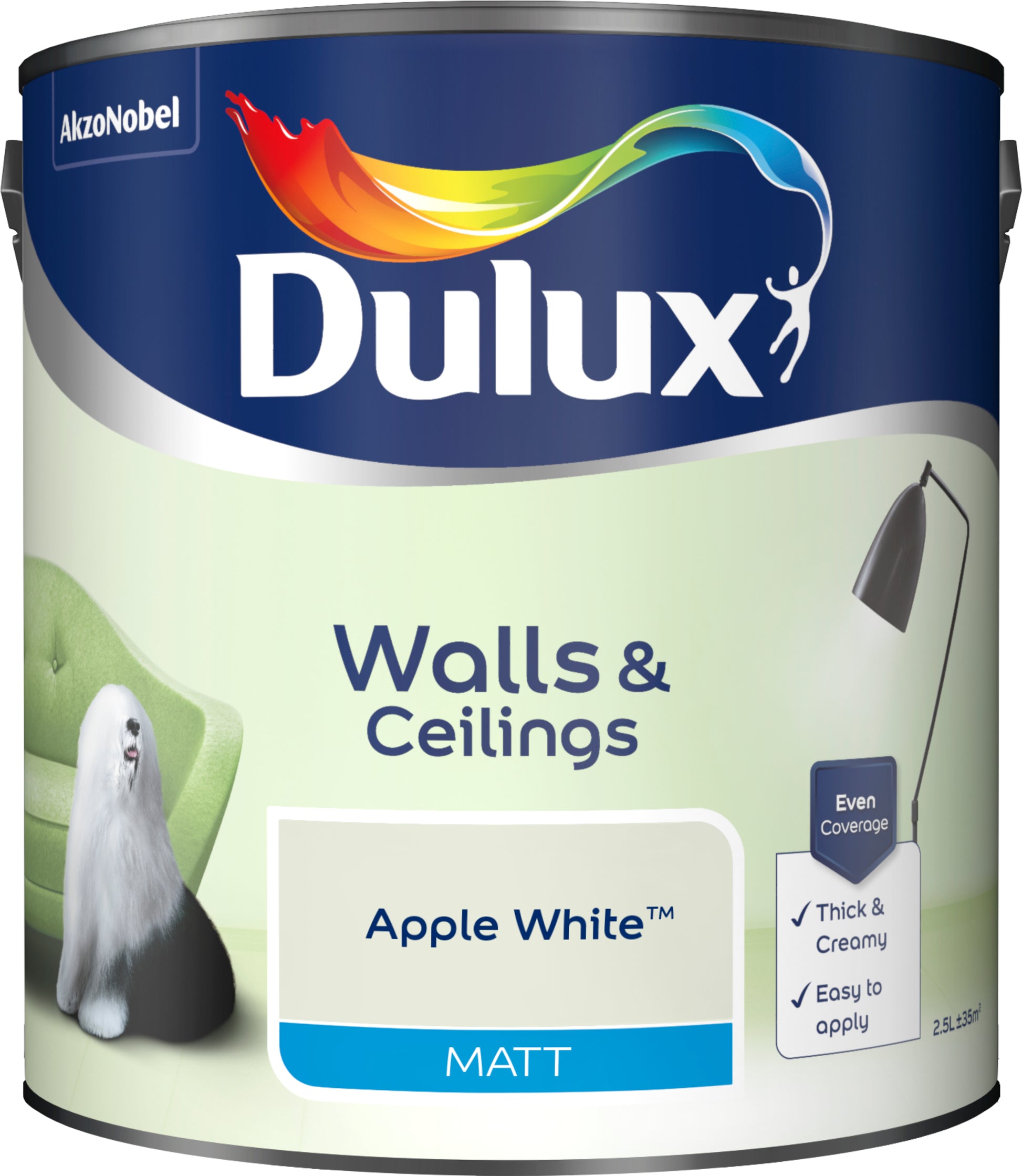 Dulux Matt Paint - Apple White - 2.5 Litre