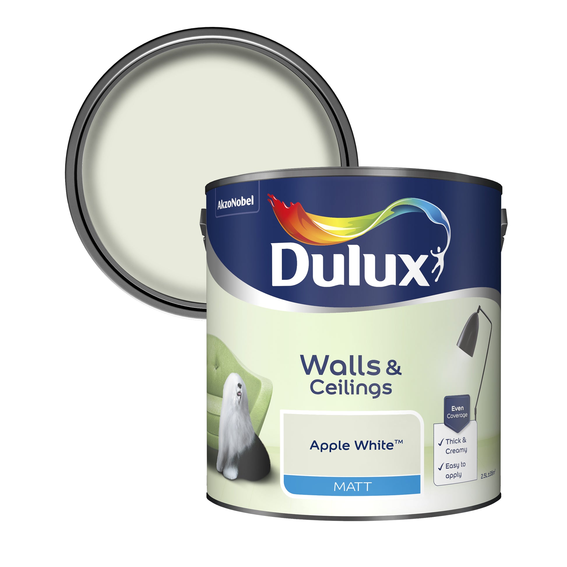 Dulux Matt Paint - Apple White - 2.5 Litre