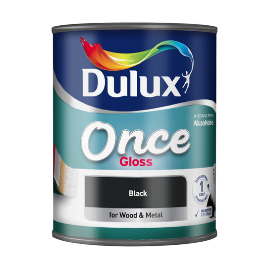 Dulux Once Gloss Paint - Black - 750ml