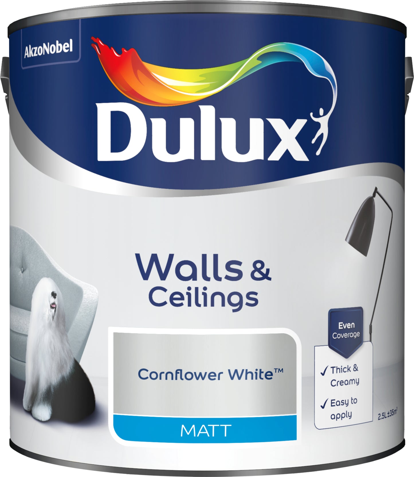 Dulux Matt Paint - Cornflower White - 2.5 Litre