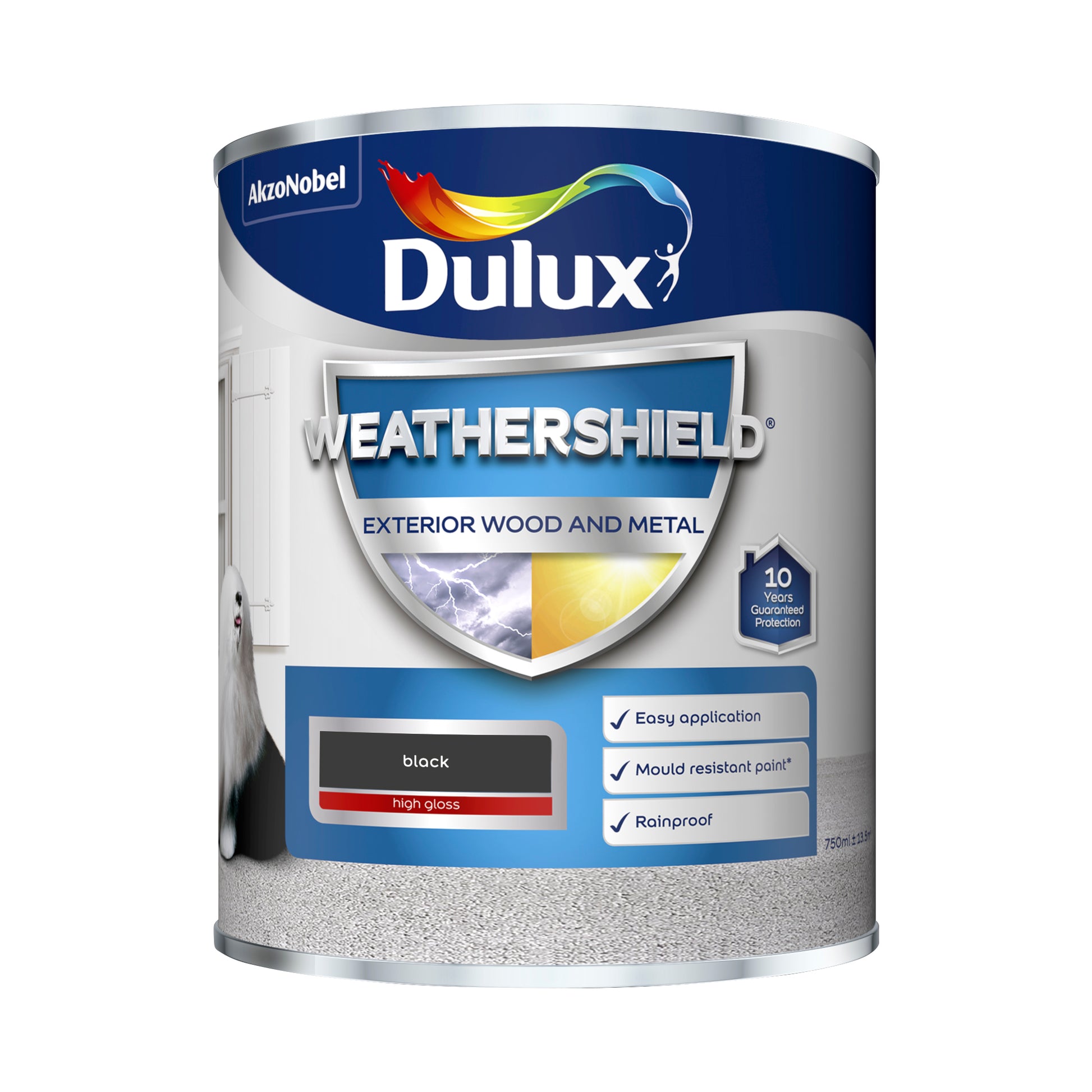 Dulux Weathershield High Gloss Paint - Black - 750ml