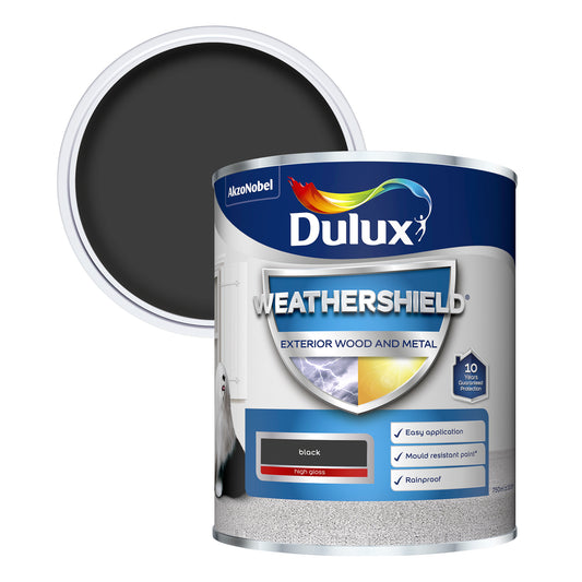 Dulux Weathershield High Gloss Paint - Black - 750ml