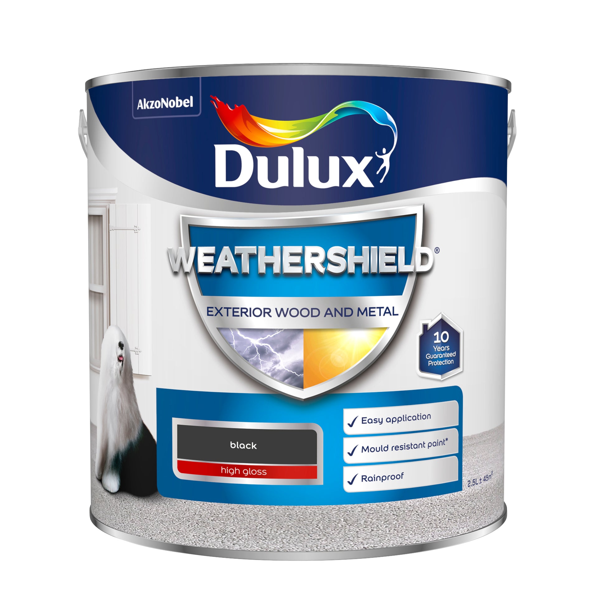 Dulux Weathershield High Gloss Paint - Black - 2.5 Litre