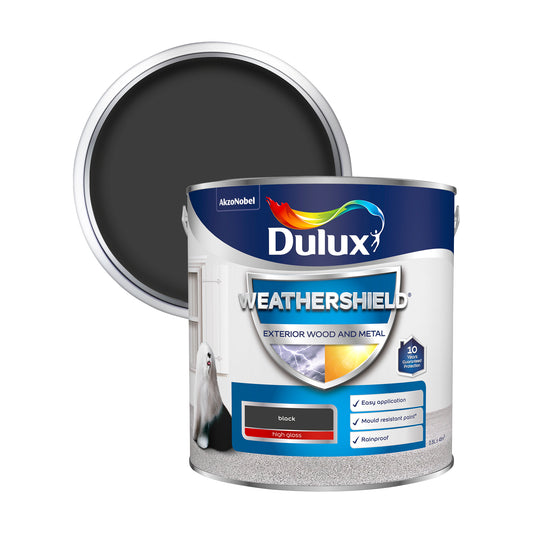 Dulux Weathershield High Gloss Paint - Black - 2.5 Litre