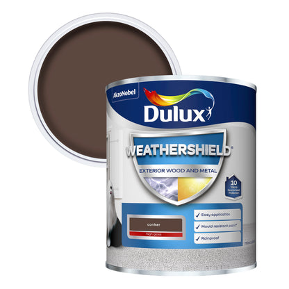 Dulux Weathershield High Gloss Paint - Conker - 750ml