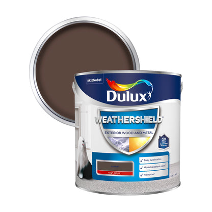 Dulux Weathershield High Gloss Paint - Conker - 2.5 Litre