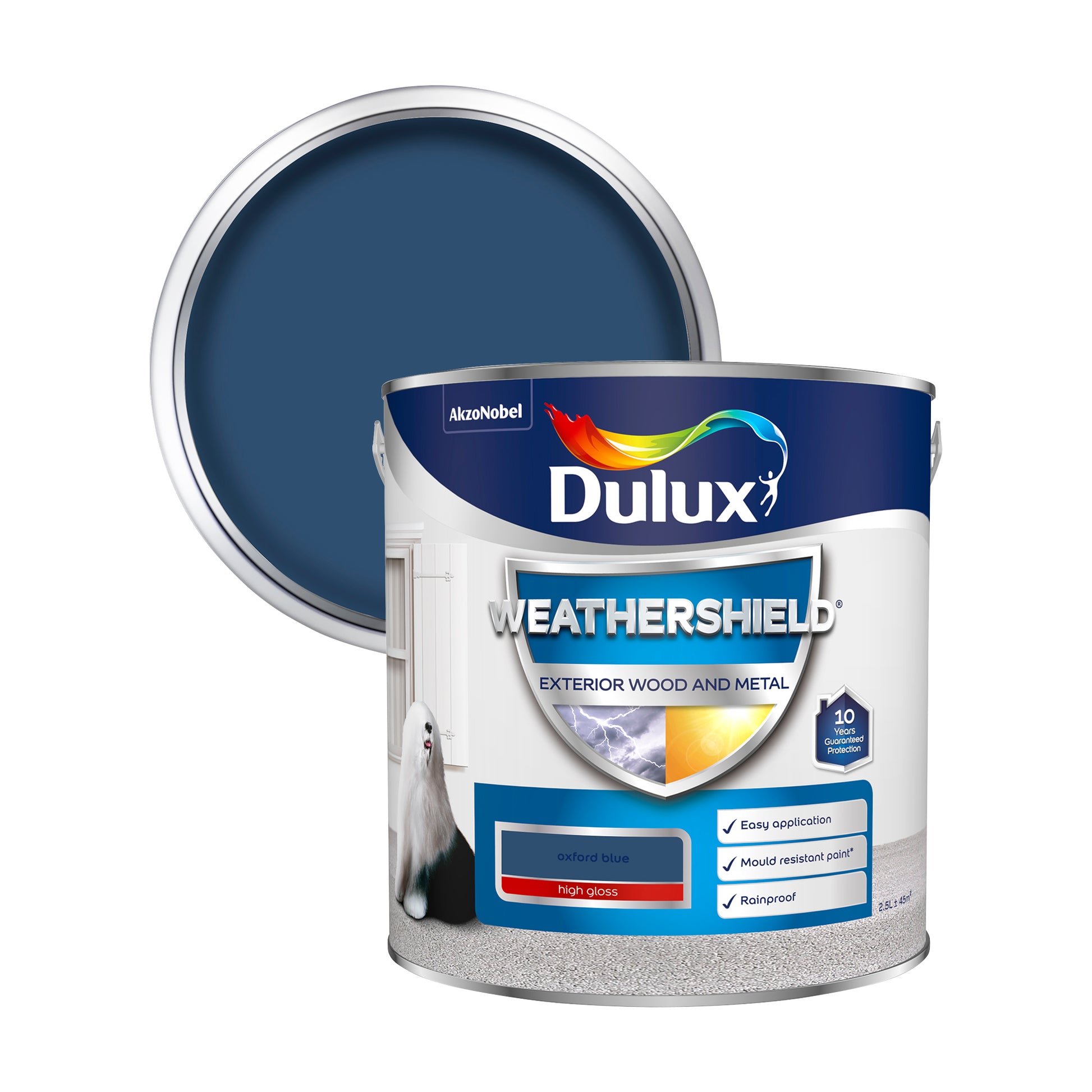 Dulux Weathershield High Gloss Paint - Oxford Blue - 2.5 Litre