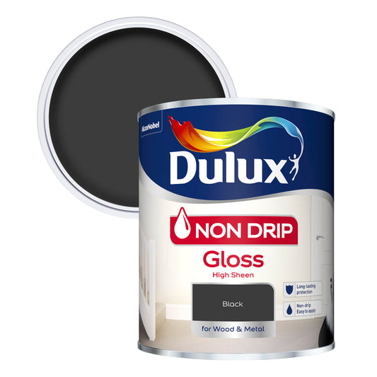 Dulux Non Drip Gloss Paint - Black -750ml