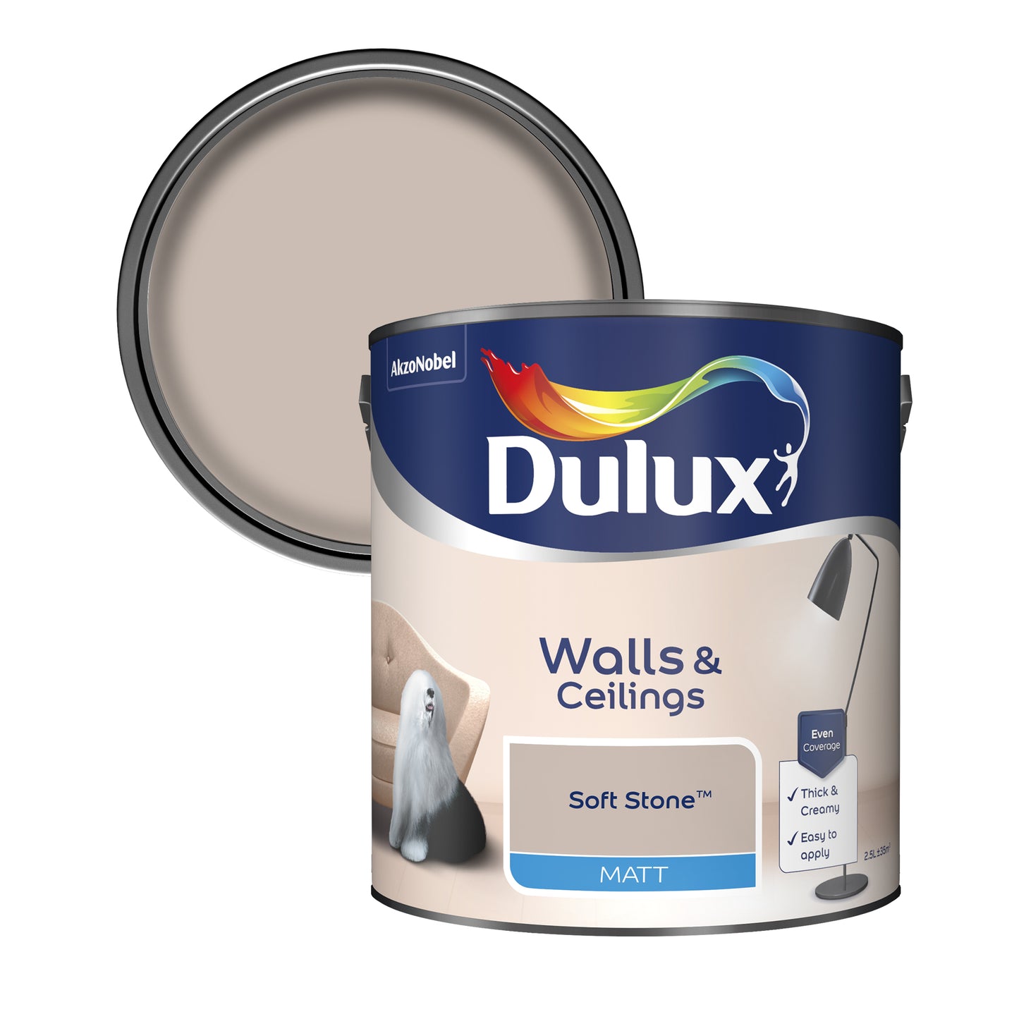 Dulux Matt Paint - Soft Stone - 2.5 Litre