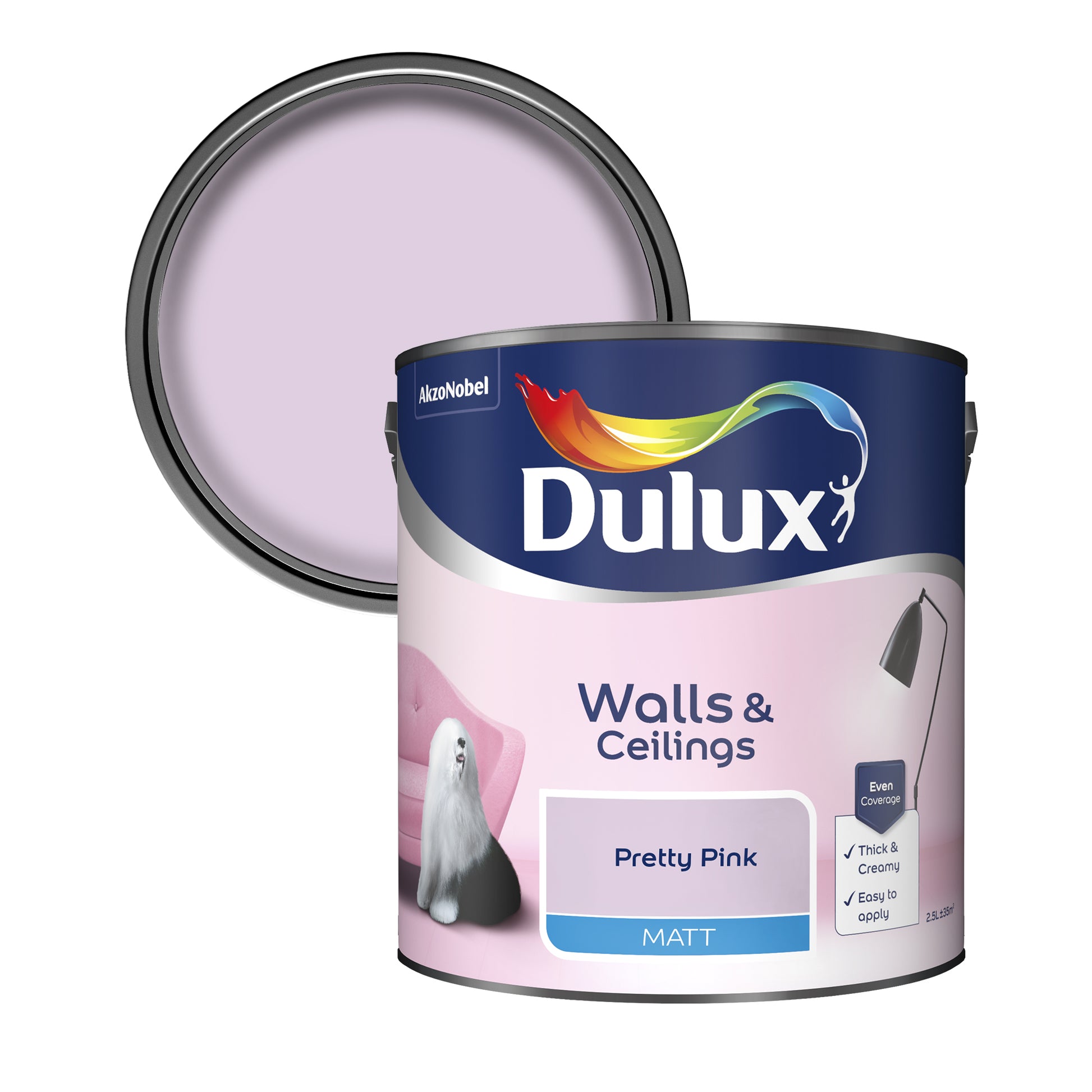 Dulux Matt Paint - Pretty Pink - 2.5 Litre