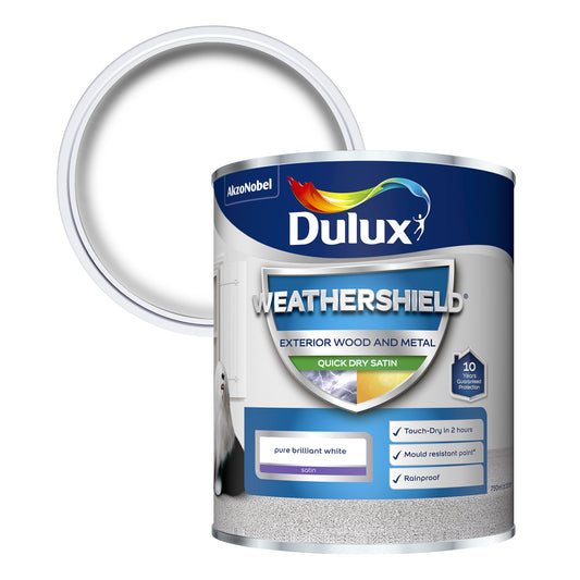 Dulux Weathershield Quick Dry Satin Paint - Pure Brilliant White