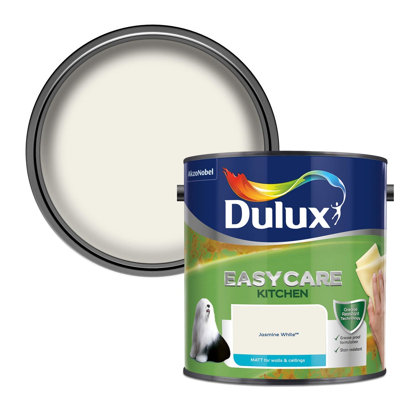 Dulux Easycare Kitchen Matt Paint - Jasmine White - 2.5 Litre