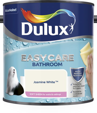 Dulux Easycare Bathroom Soft Sheen Paint - Jasmine White - 2.5 Litre