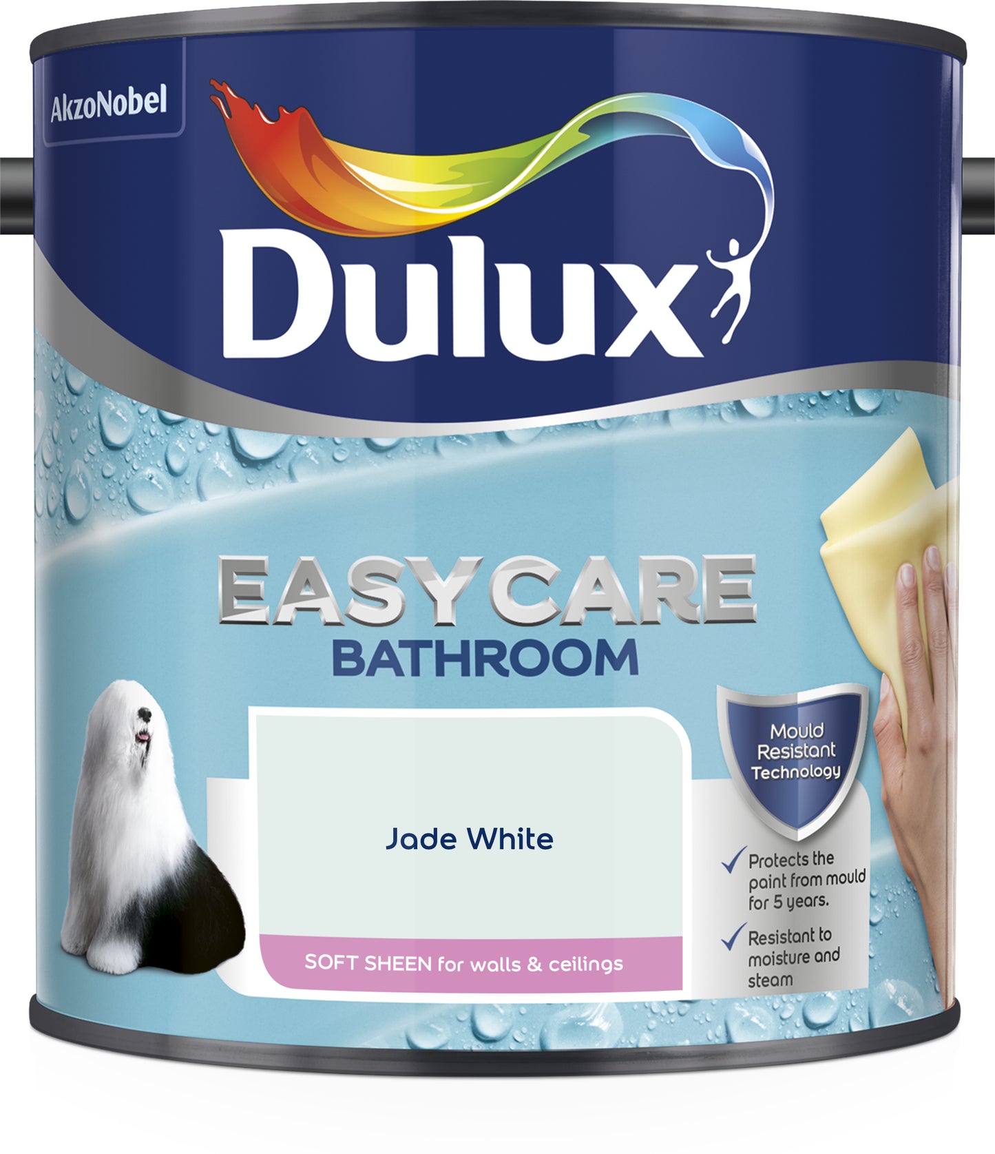 Dulux Easycare Bathroom Soft Sheen Paint - Jade White - 2.5 Litre