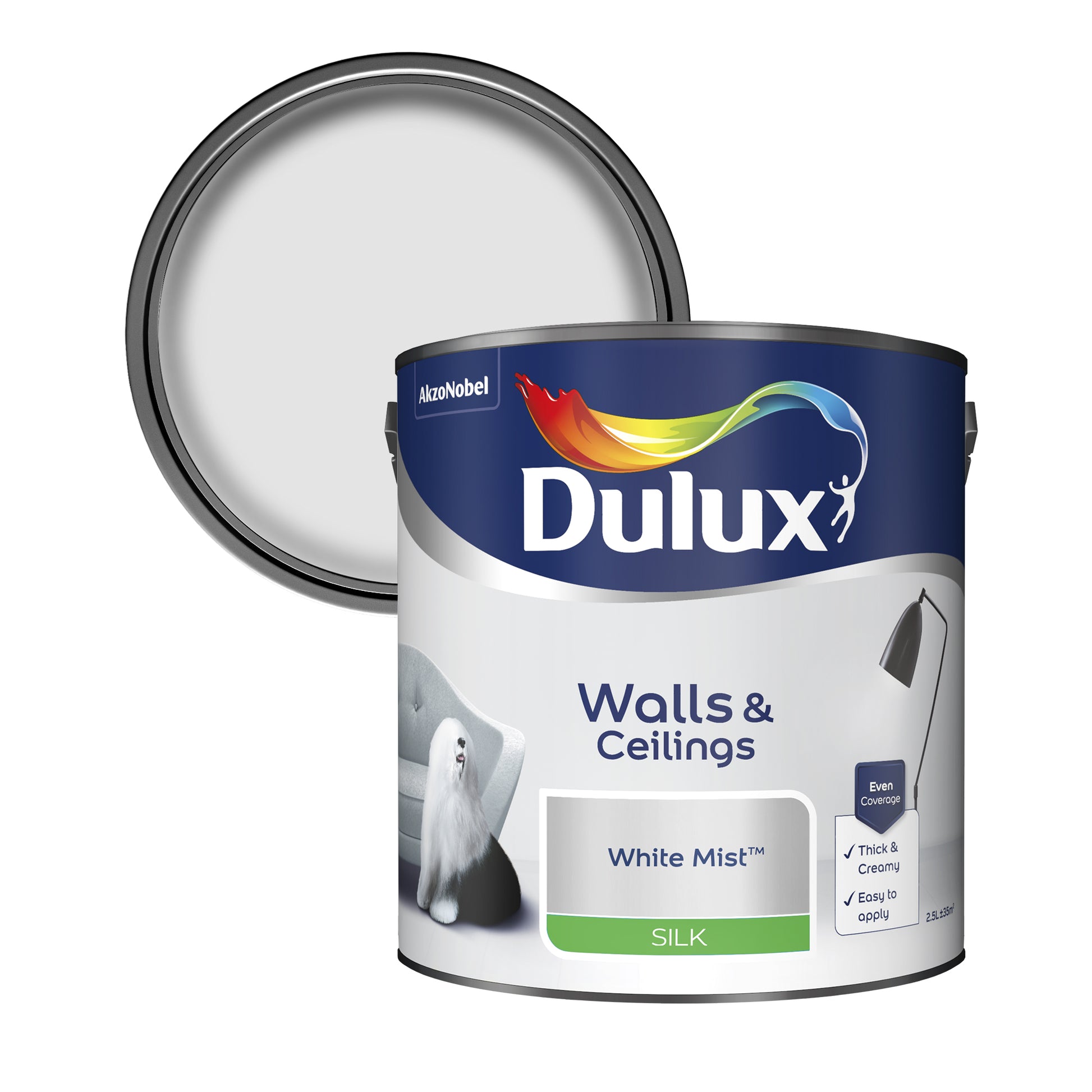 Dulux Silk Paint - White Mist - 2.5 Litre