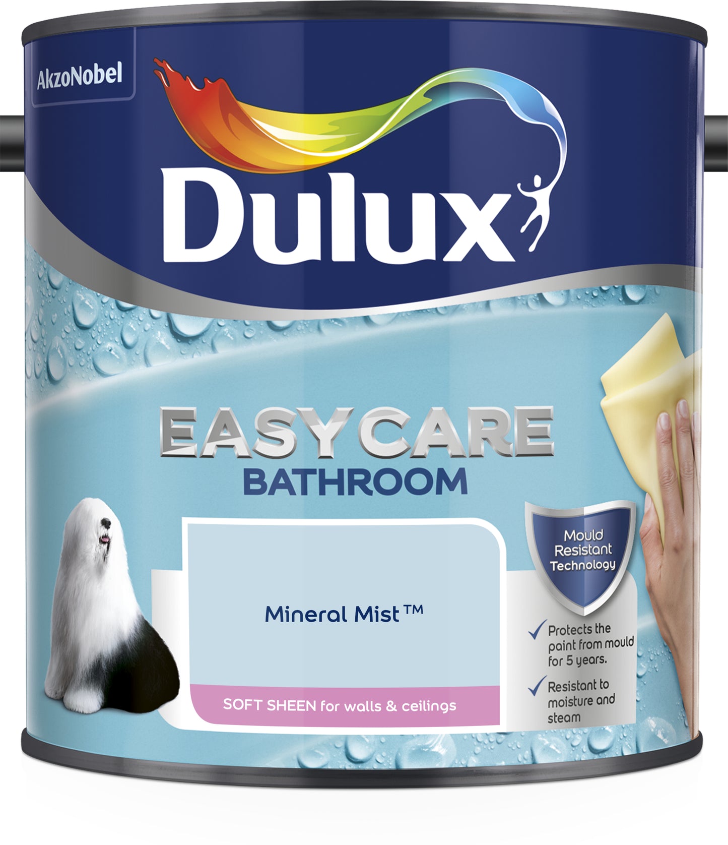 Dulux Easycare Bathroom Soft Sheen Paint - Mineral Mist - 2.5 Litre