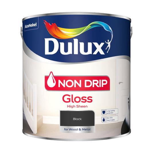 Dulux Non Drip Gloss Paint - Black - 2.5 Litre