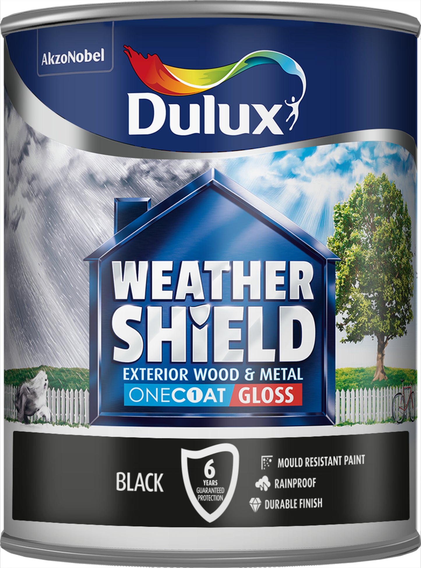 Dulux Weathershield One Coat Gloss Paint - Black - 750ml