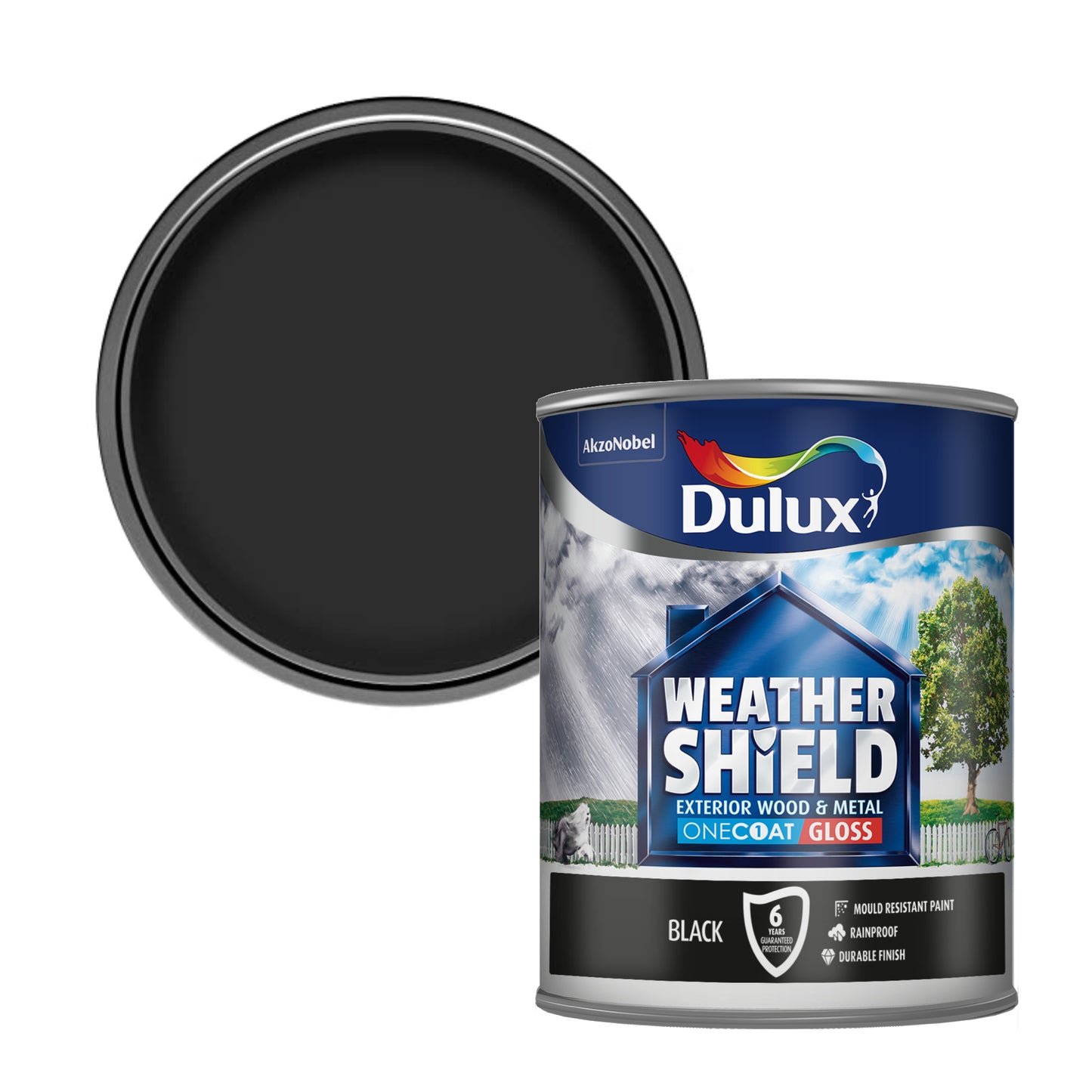 Dulux Weathershield One Coat Gloss Paint - Black - 750ml