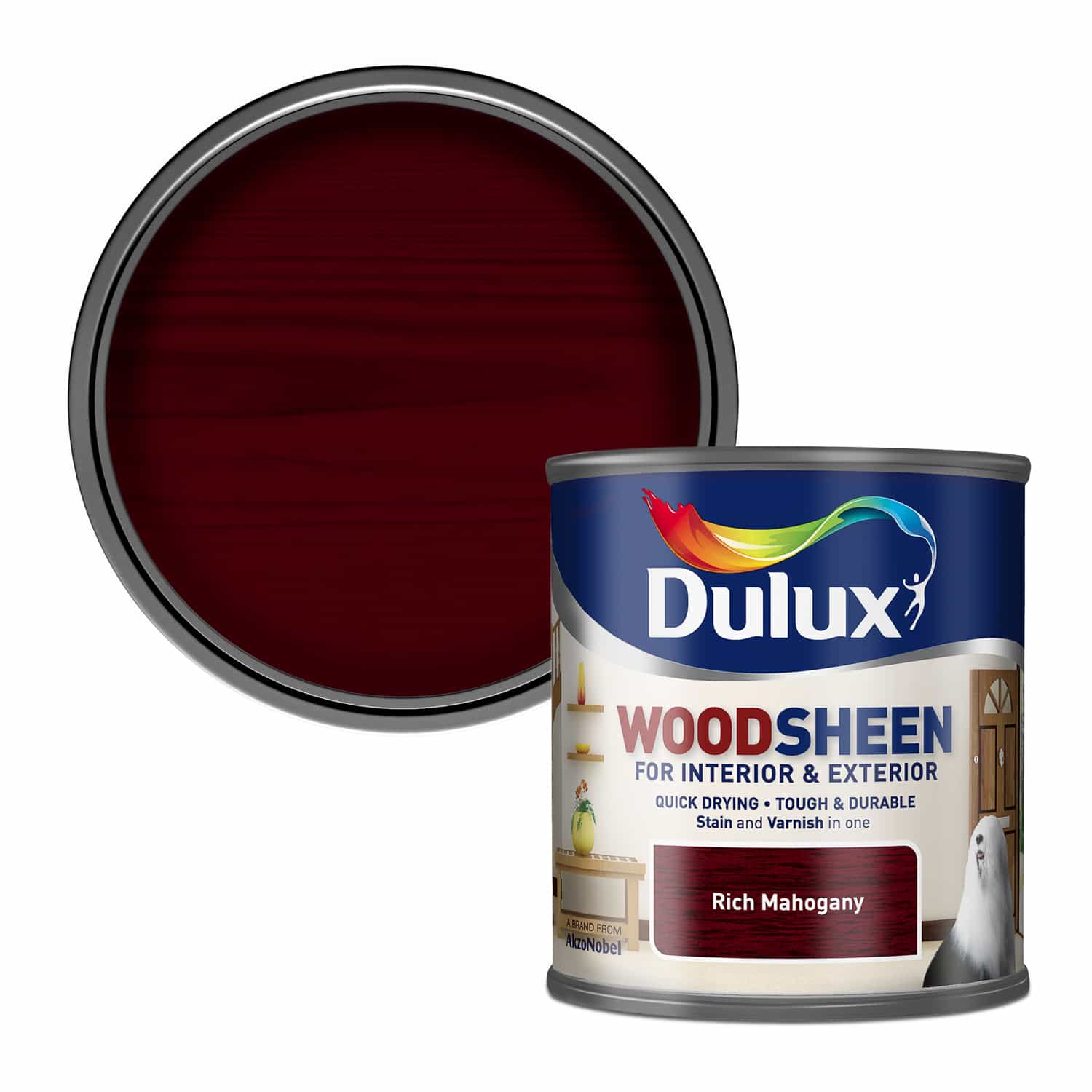 Dulux Interior and Exterior Water Based Woodsheen - Rich Mahogany - 250ml