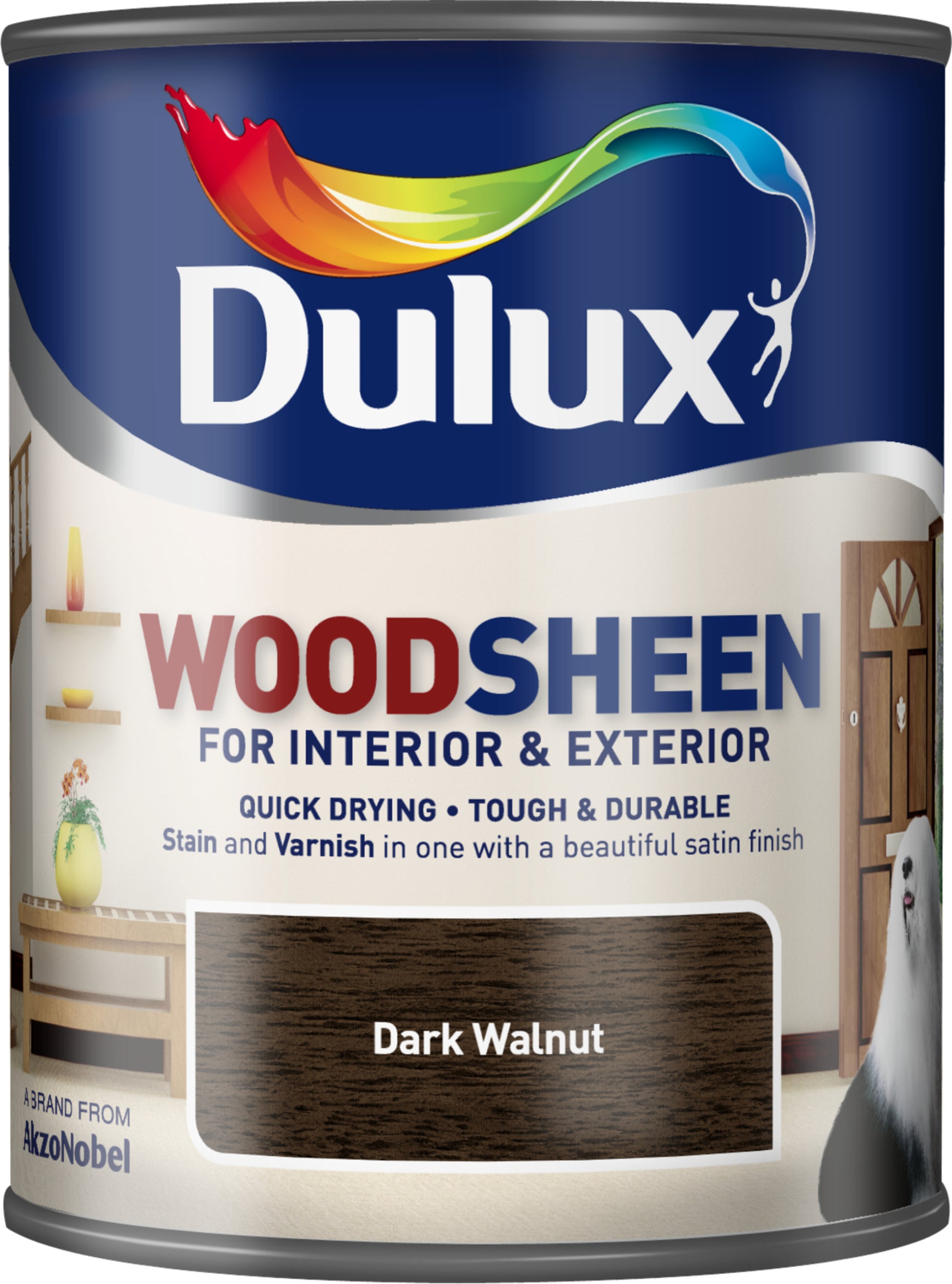 Dulux Interior and Exterior Water Based Woodsheen - Dark Walnut - 750ml