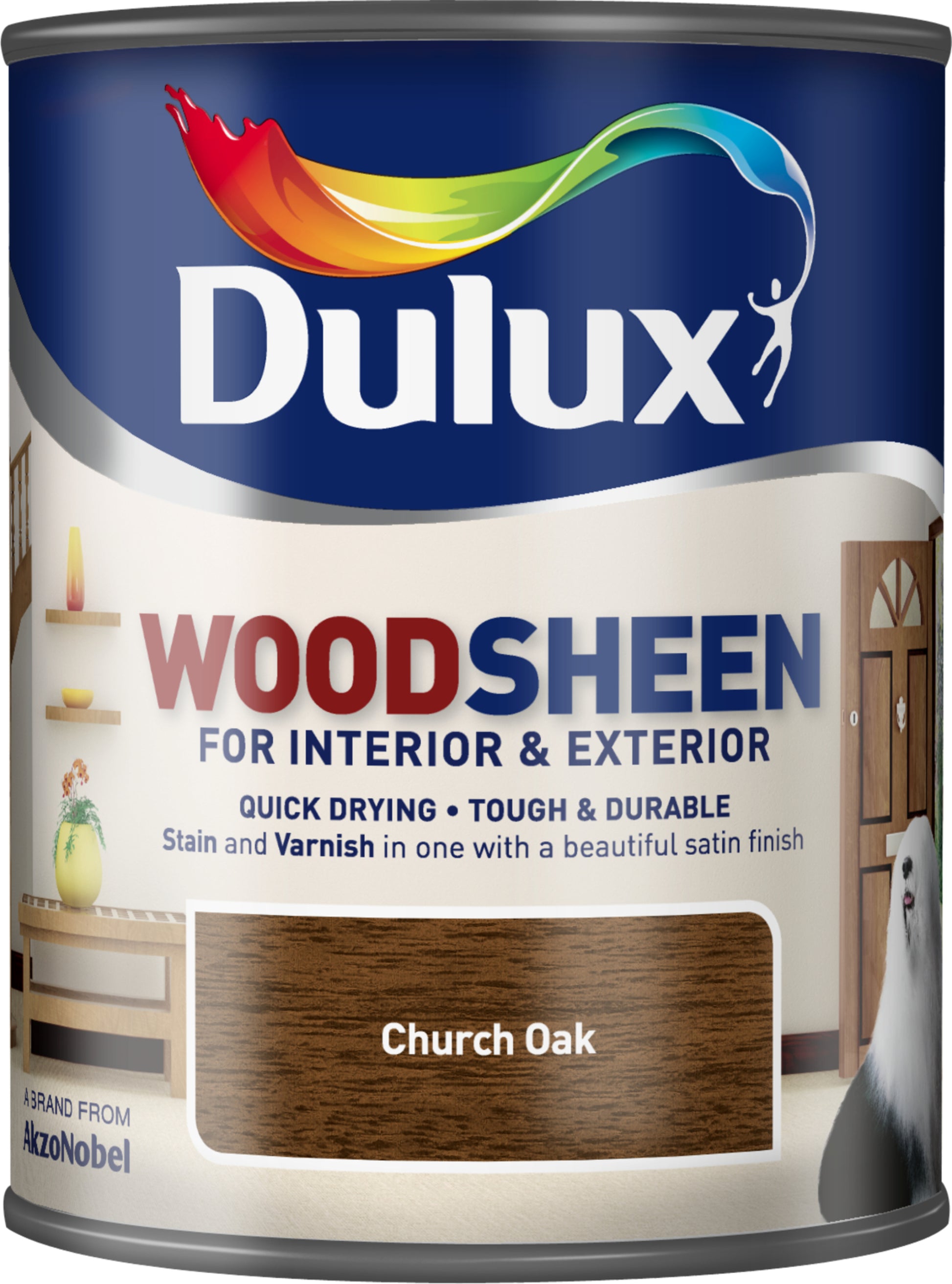 Dulux Interior and Exterior Water Based Woodsheen - Church Oak - 750ml