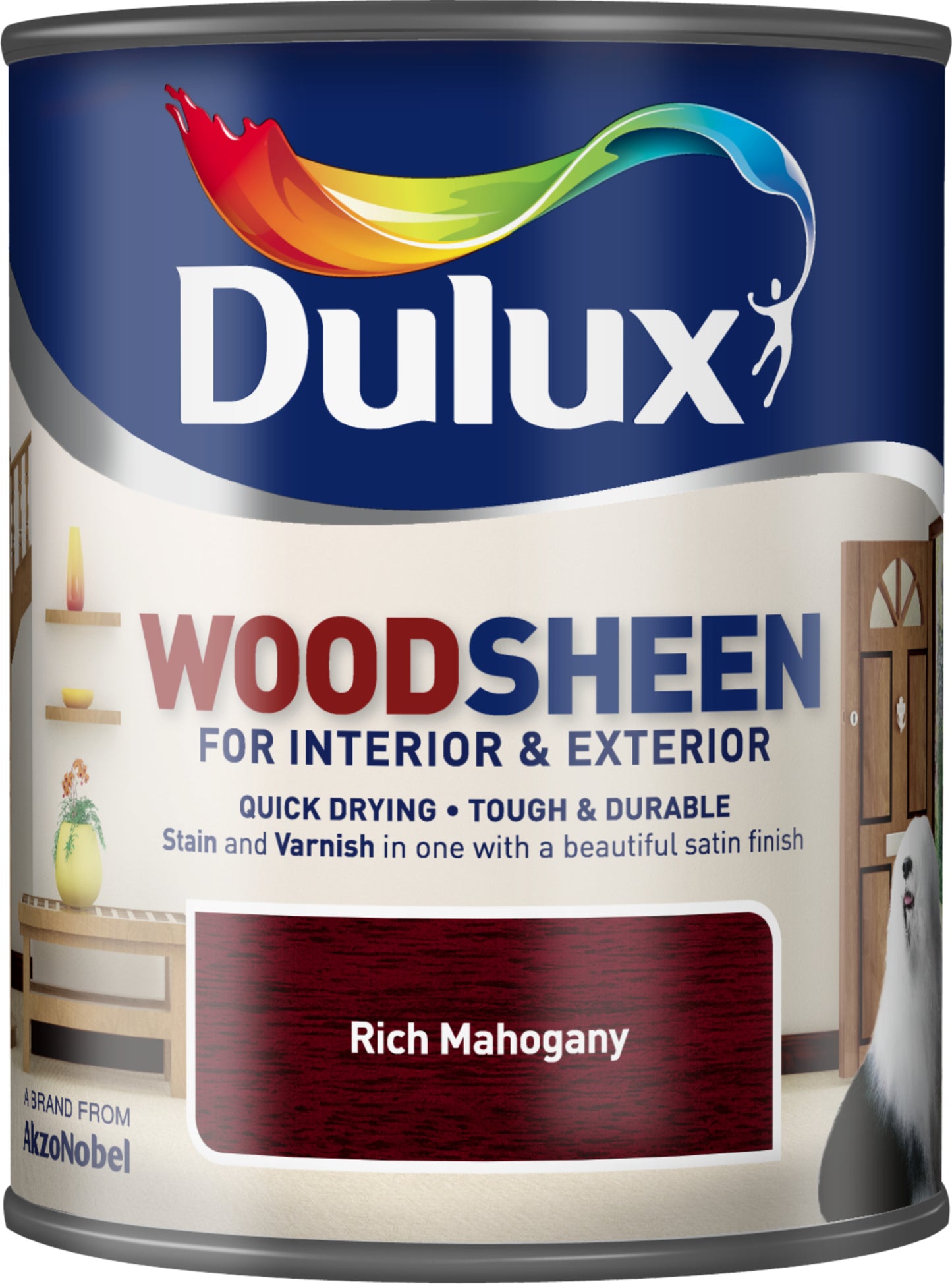 Dulux Interior and Exterior Water Based Woodsheen - Rich Mahogany - 750ml