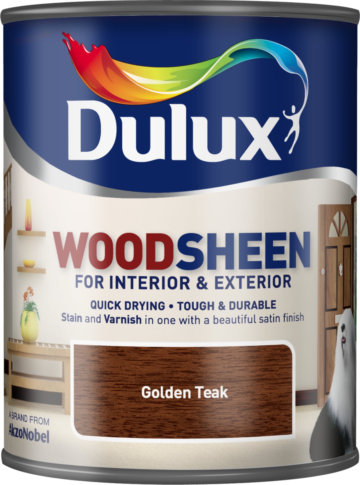 Dulux Interior and Exterior Water Based Woodsheen - Golden Teak - 750ml