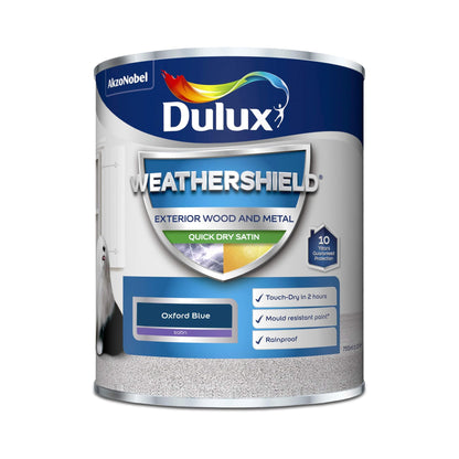 Dulux Weathershield Quick Dry Satin Paint - Oxford Blue - 750ml