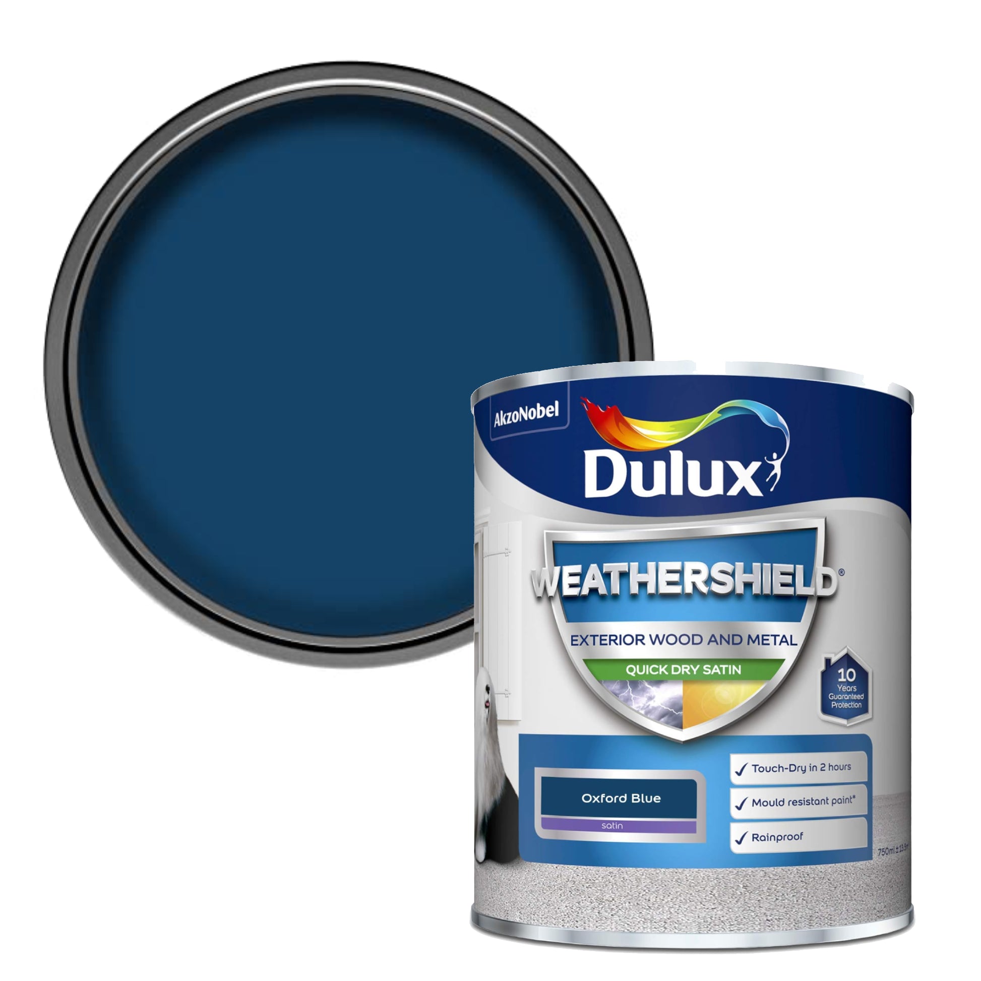 Dulux Weathershield Quick Dry Satin Paint - Oxford Blue - 750ml