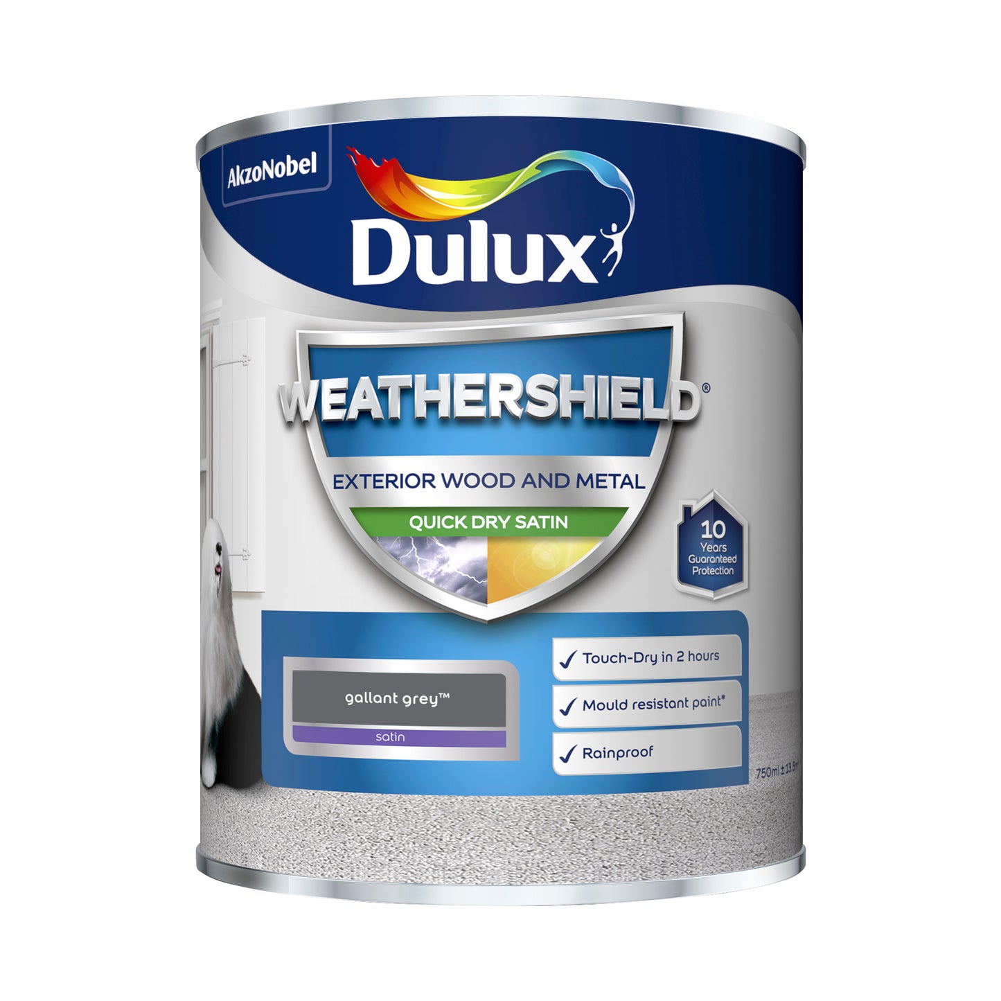 Dulux Weathershield Quick Dry Satin Paint - Gallant Grey - 750ml