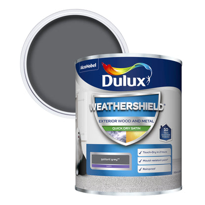 Dulux Weathershield Quick Dry Satin Paint - Gallant Grey - 750ml