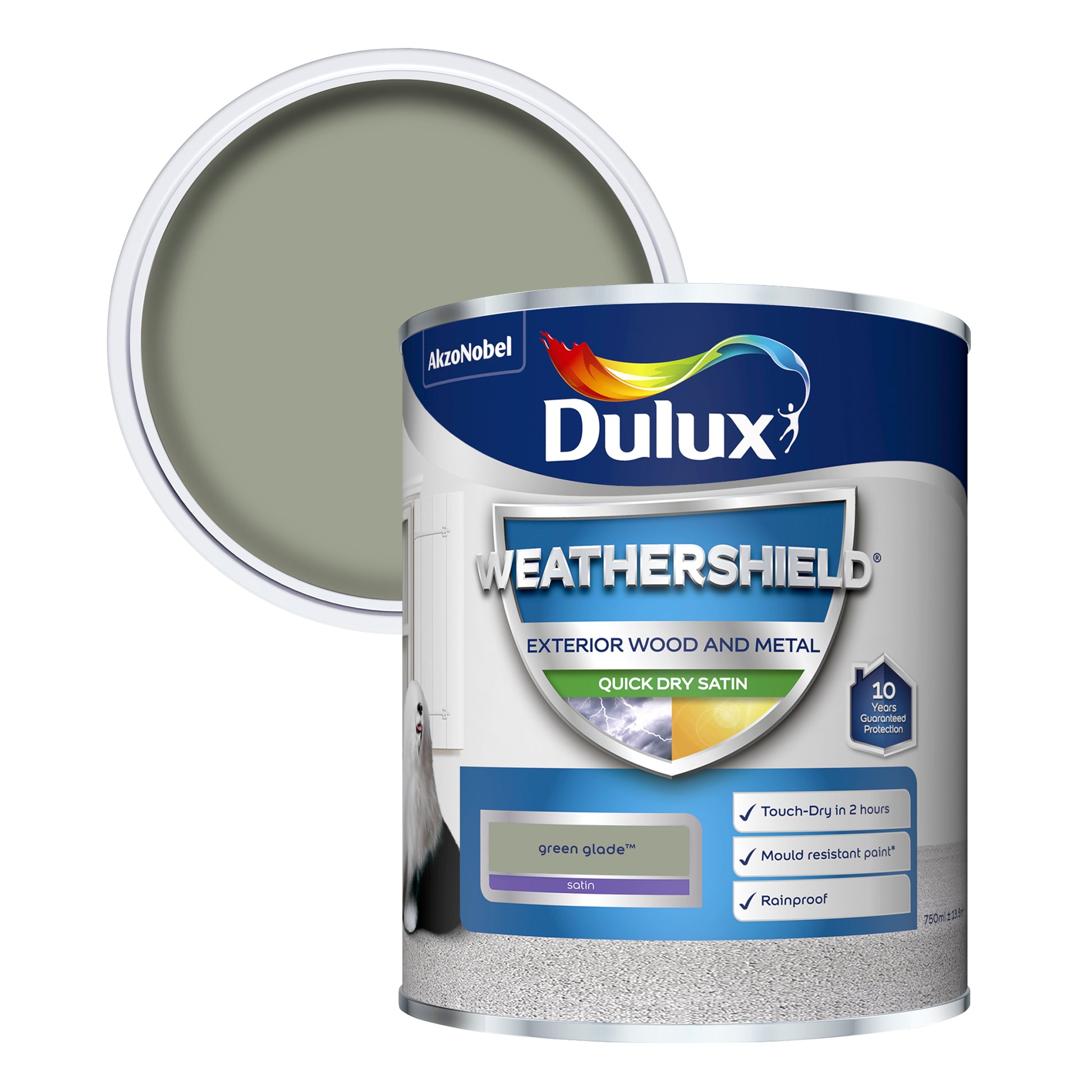 Dulux Weathershield Quick Dry Satin Paint - Green Glade - 750ml