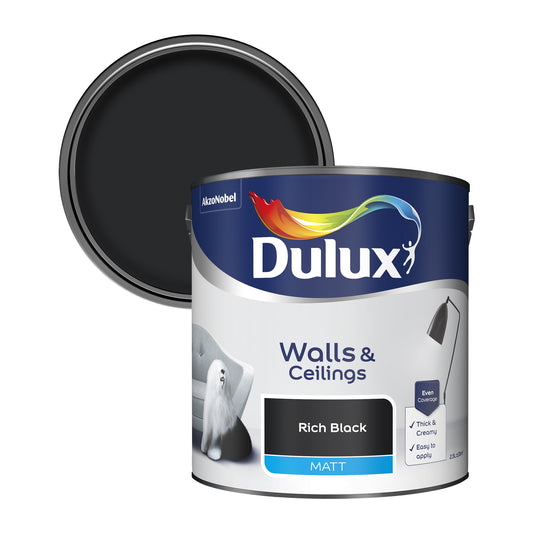 Dulux Matt Paint - Rich Black - 2.5 Litre