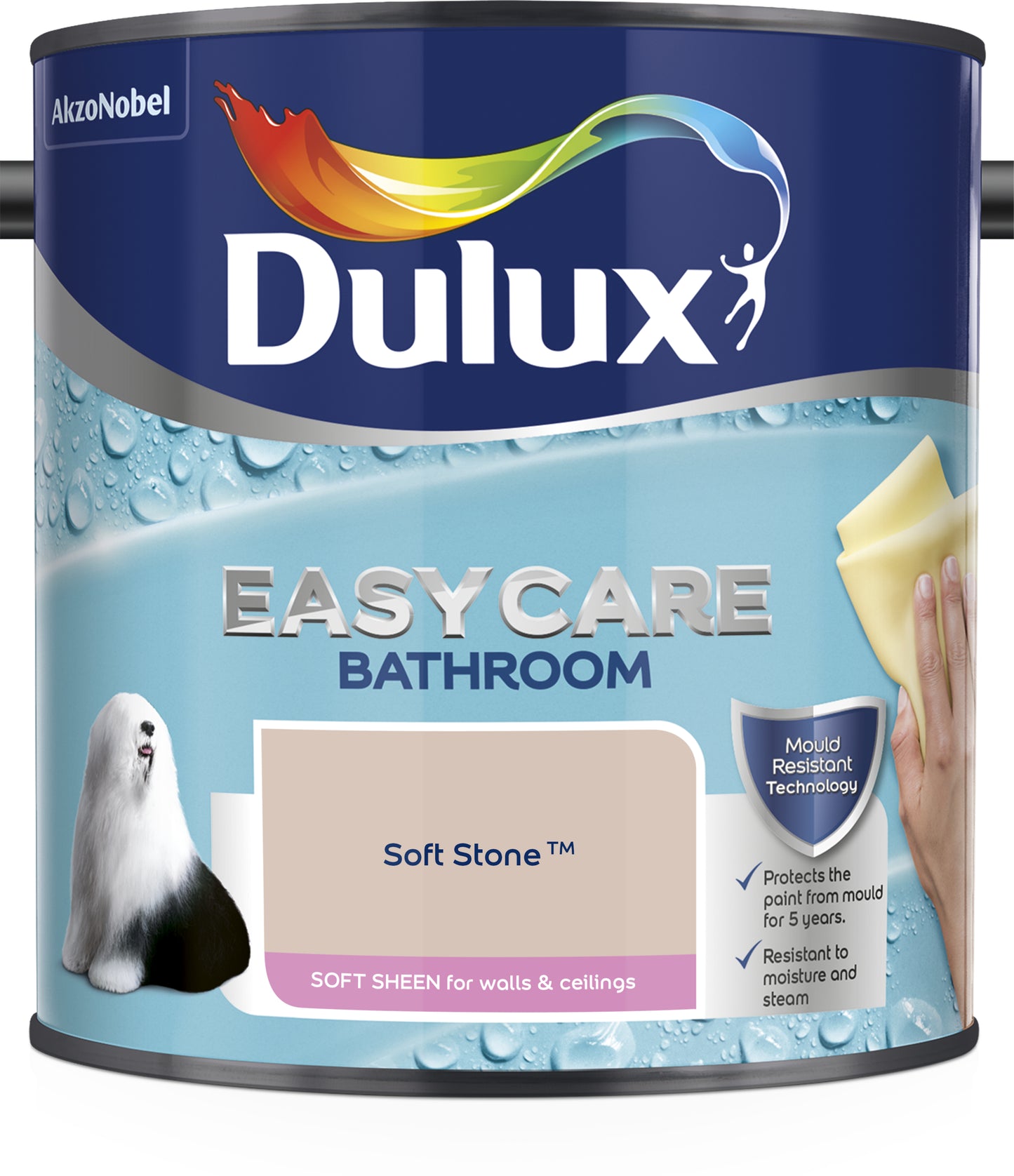 Dulux Easycare Bathroom Soft Sheen Paint - Soft Stone - 2.5 Litre