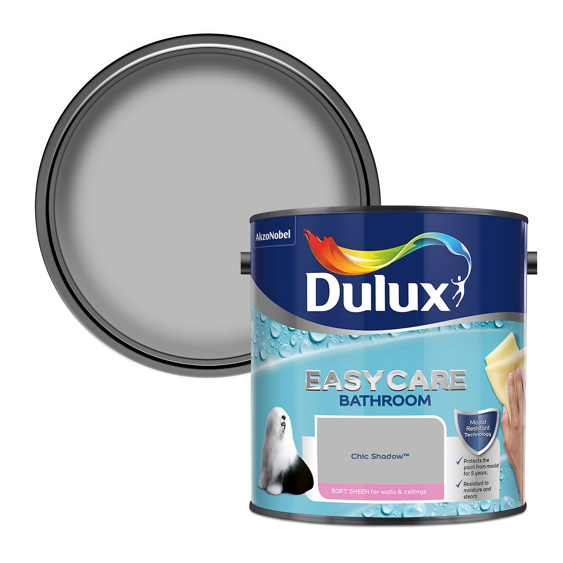 Dulux Easycare Bathroom Soft Sheen Paint - Chic Shadow - 2.5 Litre