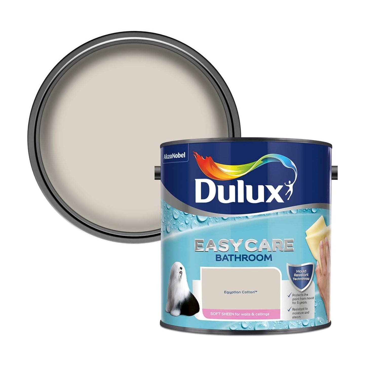 Dulux Easycare Bathroom Soft Sheen Paint - Egyptian Cotton - 2.5 Litre