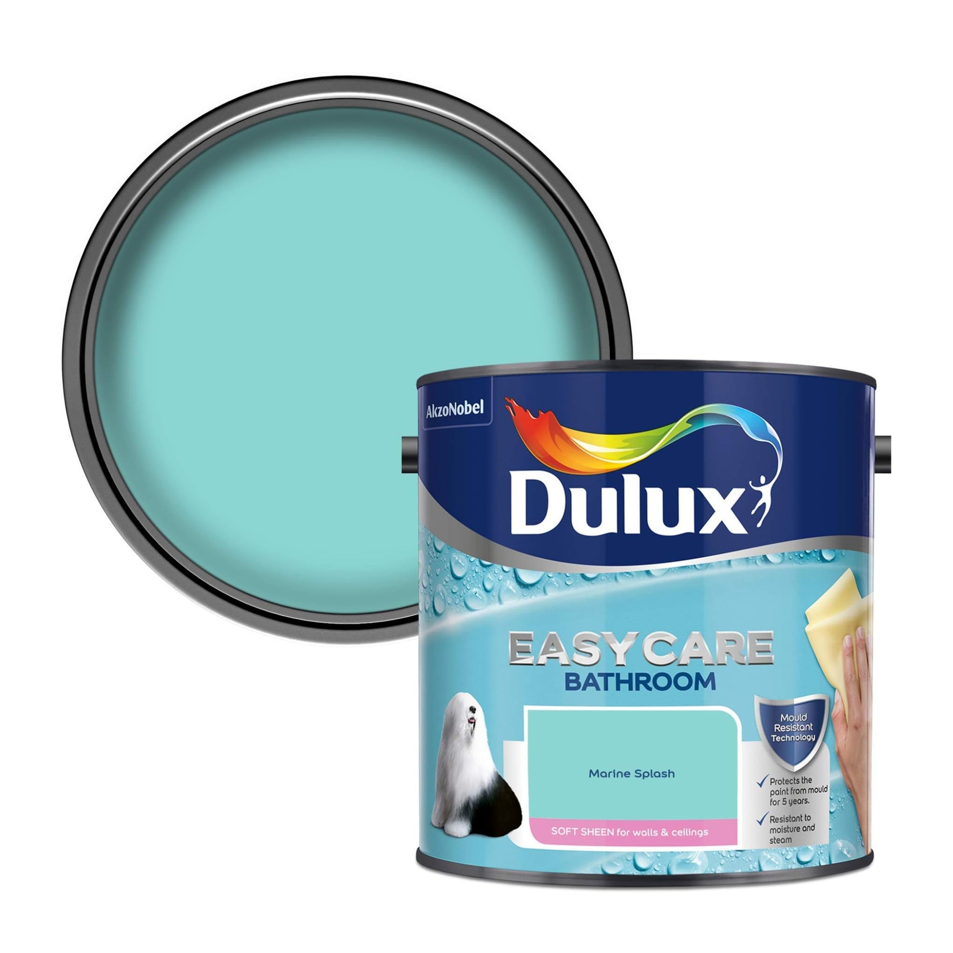 Dulux Easycare Bathroom Soft Sheen Paint - Marine Splash - 2.5 Litre