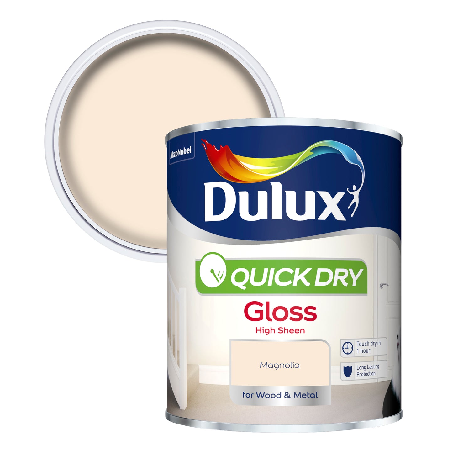 Dulux Quick Dry Gloss Paint - Magnolia - 750ml